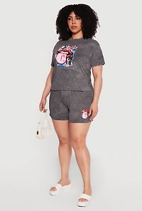 Plus Acid Wash Mouth Graphic Tee