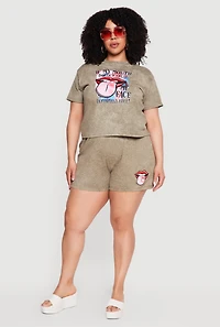 Plus Acid Wash Mouth Graphic Tee