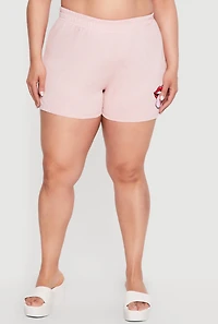 Plus Acid Wash Lip Graphic Shorts