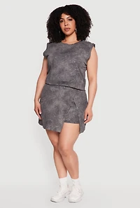 Plus Acid Wash Sleeveless Crop Top