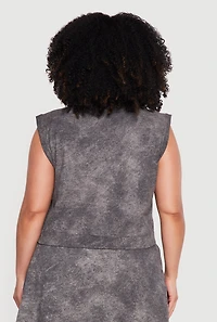 Plus Acid Wash Sleeveless Crop Top