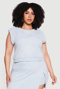 Plus Acid Wash Sleeveless Crop Top