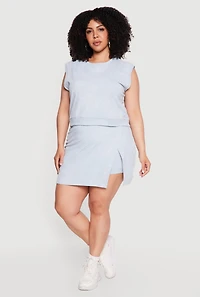 Plus Acid Wash Sleeveless Crop Top