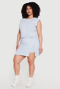Plus Acid Wash Sleeveless Crop Top
