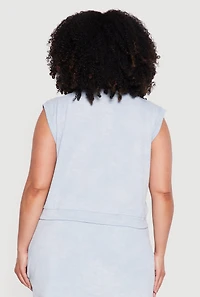 Plus Acid Wash Sleeveless Crop Top