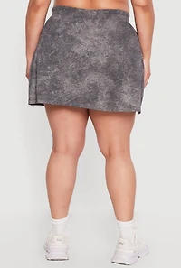 Plus High Waisted Acid Wash Wrap Skort