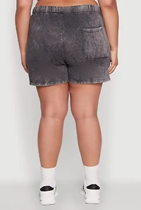 Womens Plus Size Trendy Fleece High Waist Drawstring Sweatshorts, Grey, Size 3X