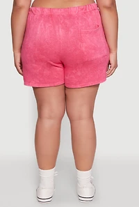 Womens Plus Size Trendy Fleece High Waist Drawstring Sweatshorts, Pink, Size 2X