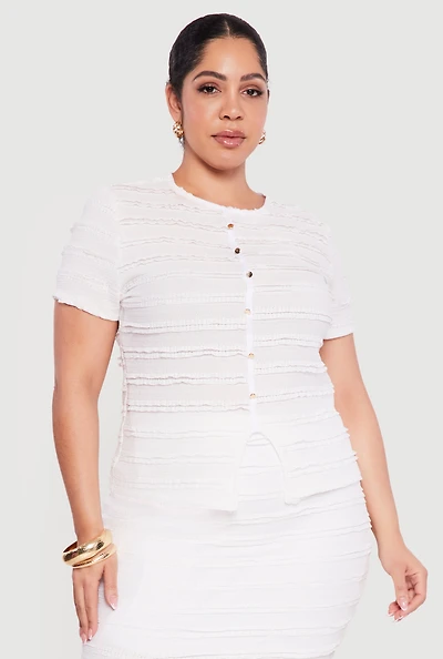 Plus Ruffled Detail Slit Front Blouse