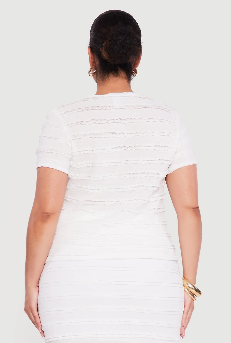 Plus Ruffled Detail Slit Front Blouse