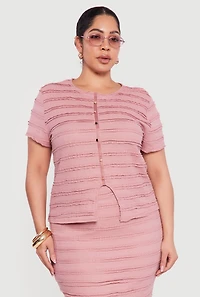 Plus Ruffled Detail Slit Front Blouse