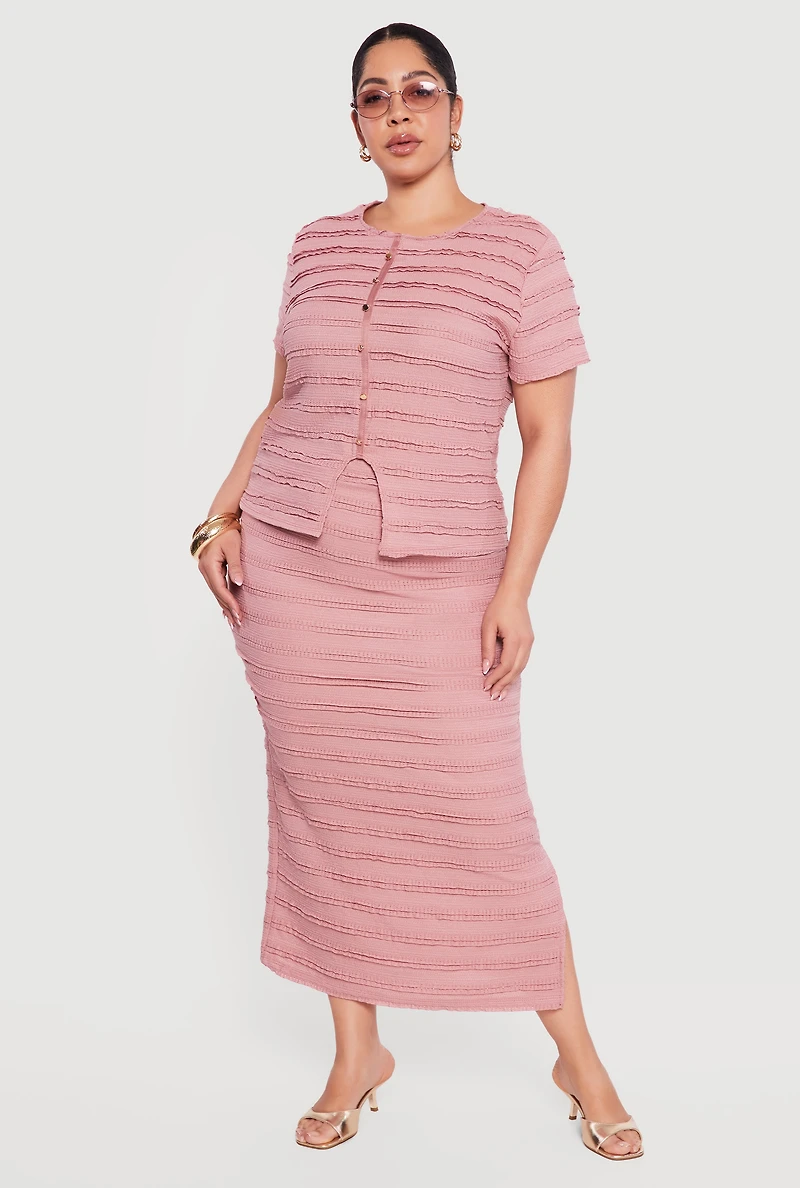 Plus Ruffled Detail Slit Front Blouse
