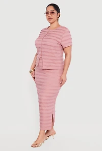 Plus Ruffled Detail Slit Front Blouse