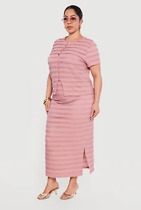 Plus Ruffle Detail High Waisted Skirt