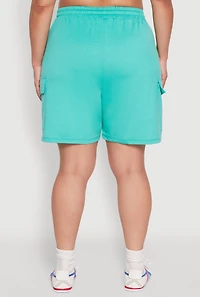Womens Plus Size Drawstring Cargo Sweatshorts, Green, Size 2X