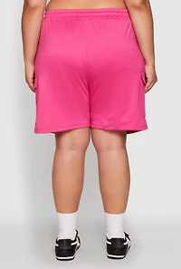 Womens Plus Size Drawstring Cargo Sweatshorts, Pink, Size 3X
