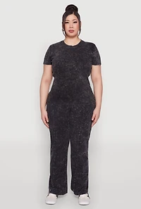 Plus Mineral Wash Pintuck Pants