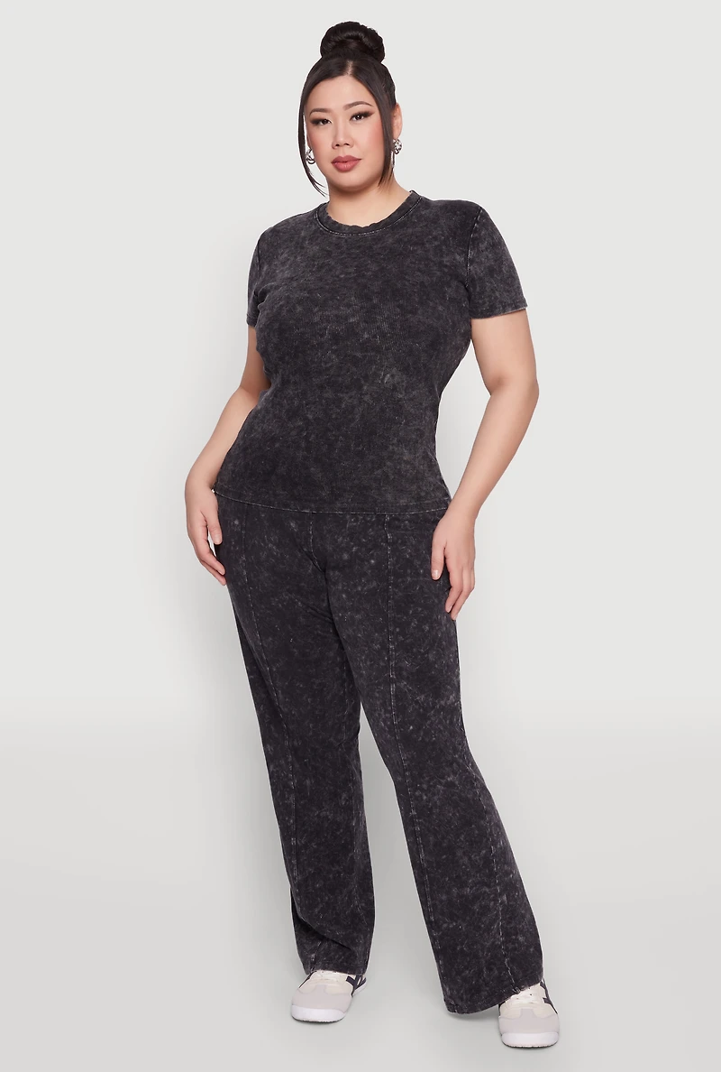 Plus Mineral Wash Pintuck Pants