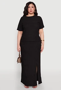 Womens Plus Size Textured Knit Top, Black, Size 3X