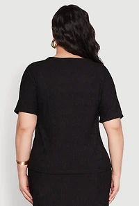 Womens Plus Size Textured Knit Top, Black, Size 3X