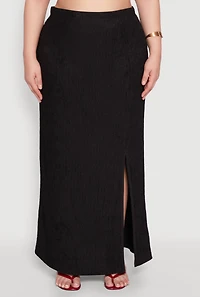Plus High Waisted Slit Front Skirt