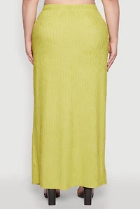 Womens Plus High Waisted Slit Front Skirt, Green,