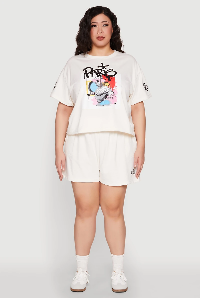 Womens Plus Size Paris Sweatshorts, Khaki, Size 3X