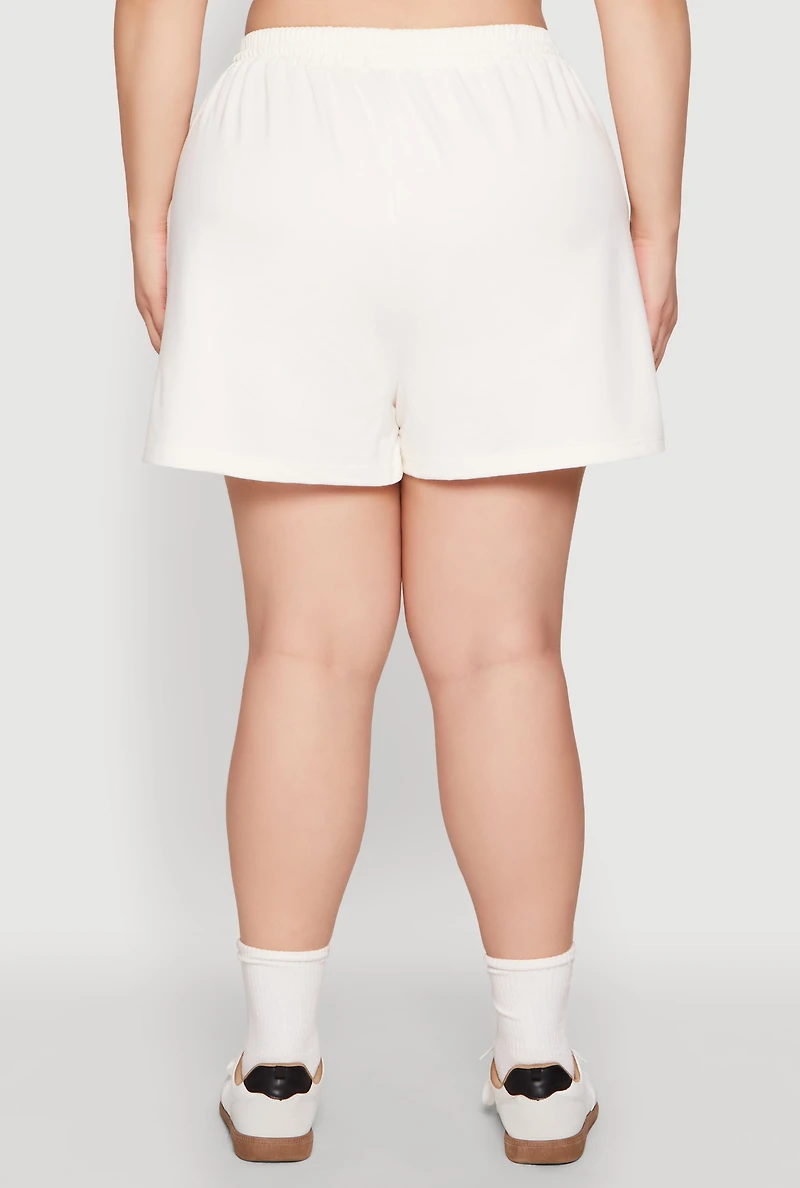 Womens Plus Size Paris Sweatshorts, Khaki, Size 2X