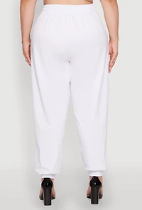 Womens Plus Size Abstract Love Graphic Joggers, White, Size 3X