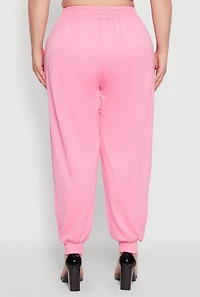 Womens Plus Size Abstract Love Graphic Joggers, Pink, Size 1X