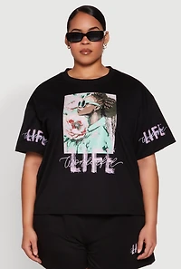 Womens Plus Wonderful Life Graphic Top,