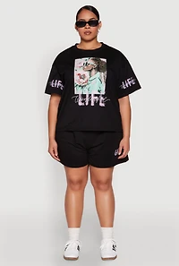 Womens Plus Wonderful Life Graphic Top,