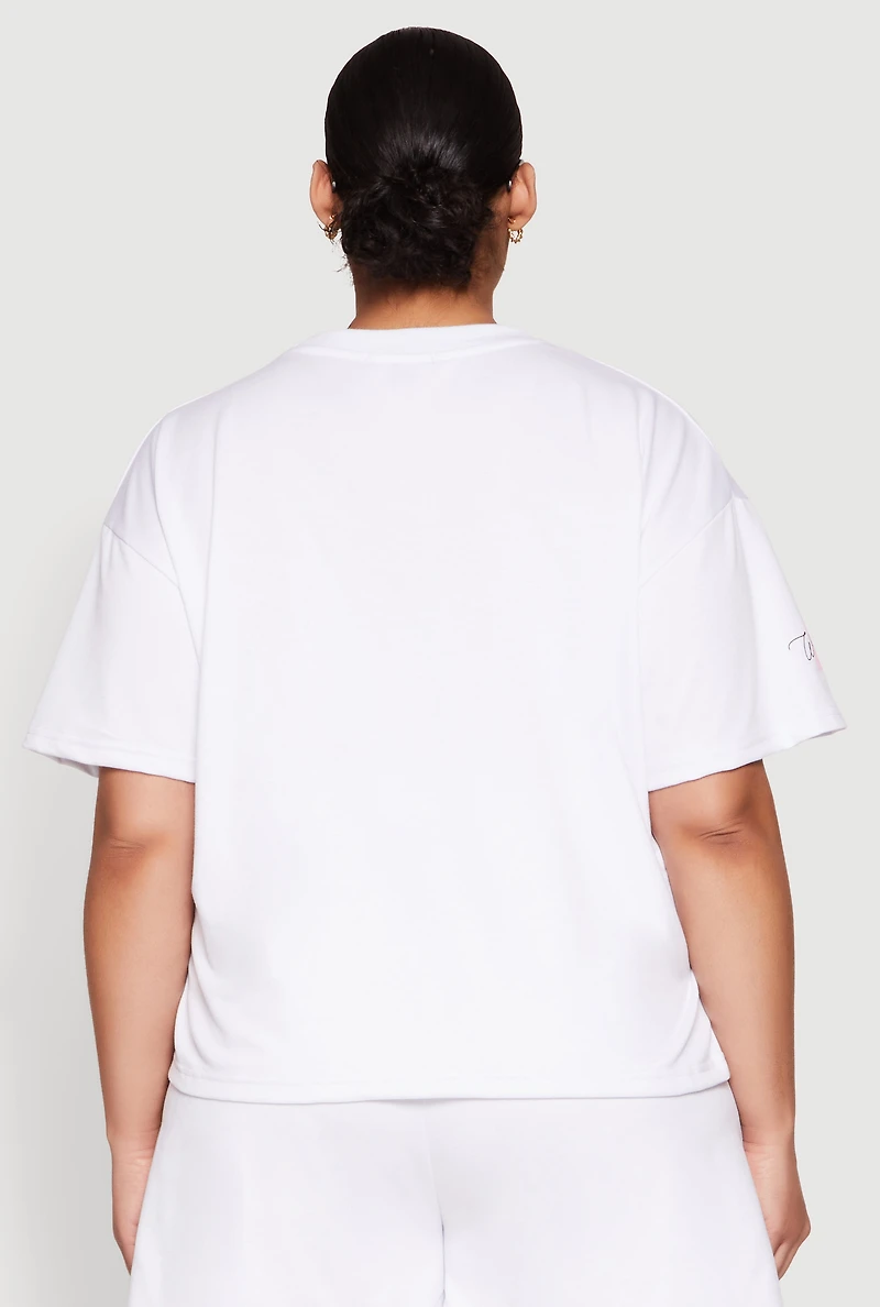 Womens Plus Size Wonderful Life Graphic Top, White, Size 1X