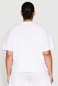 Womens Plus Size Wonderful Life Graphic Top, White, Size 1X