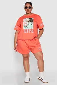 Womens Plus Size Wonderful Life Graphic Top, Orange, Size 2X