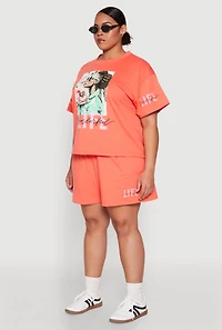 Womens Plus Size Wonderful Life Graphic Top, Orange, Size 1X