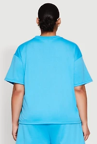 Womens Plus Size Wonderful Life Graphic Top, Blue, Size 2X