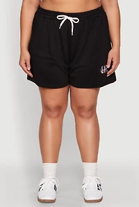 Womens Plus Size Wonderful Life Shorts, Black, Size 3X