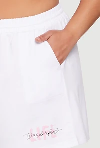 Womens Plus Size Wonderful Life Shorts, White, Size 3X