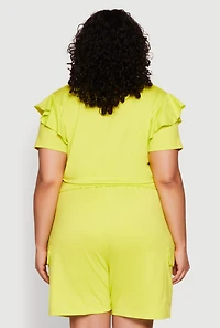 Womens Plus Size Tiered Ruffle Sleeve Faith Hope Love Top, Green, Size 3X