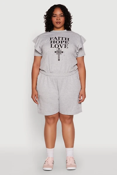 Womens Plus Size Drawstring Cargo Pocket Sweatshorts, Grey, Size 2X