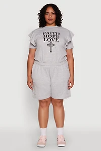 Womens Plus Size Drawstring Cargo Pocket Sweatshorts, Grey, Size 2X