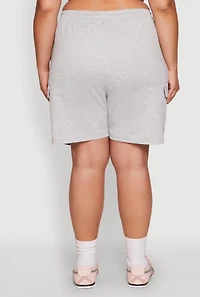 Womens Plus Size Drawstring Cargo Pocket Sweatshorts, Grey, Size 2X