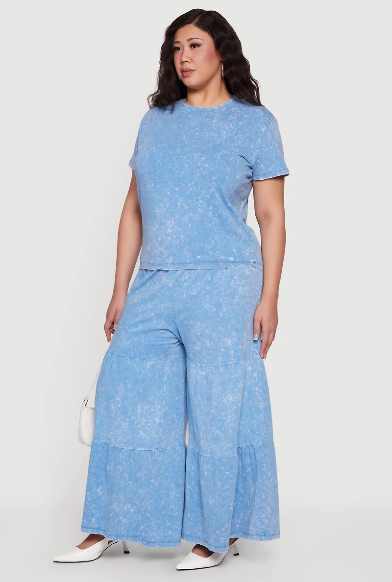 Plus Acid Wash Short Sleeve Tee