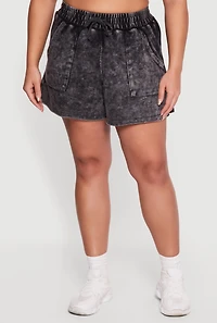 Plus Acid Wash Raw Hem Shorts