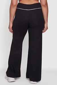 Plus Wide Leg Pants with Contrast Trim