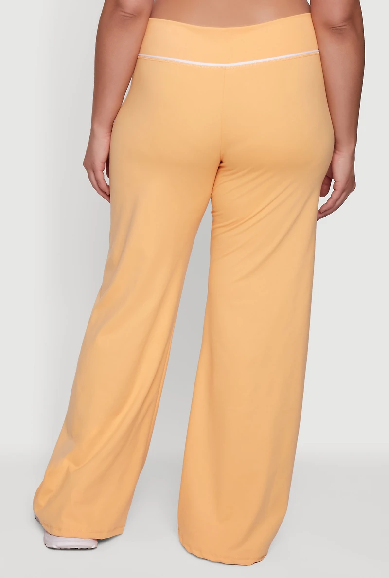 Plus Wide Leg Pants with Contrast Trim