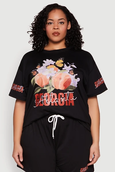 Womens Plus Atlanta Georgia Peaches Graphic Top, 1X