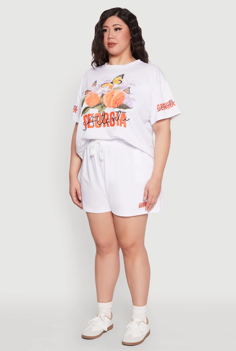 Womens Plus Size Atlanta Georgia Peaches Graphic Top, White, Size 2X