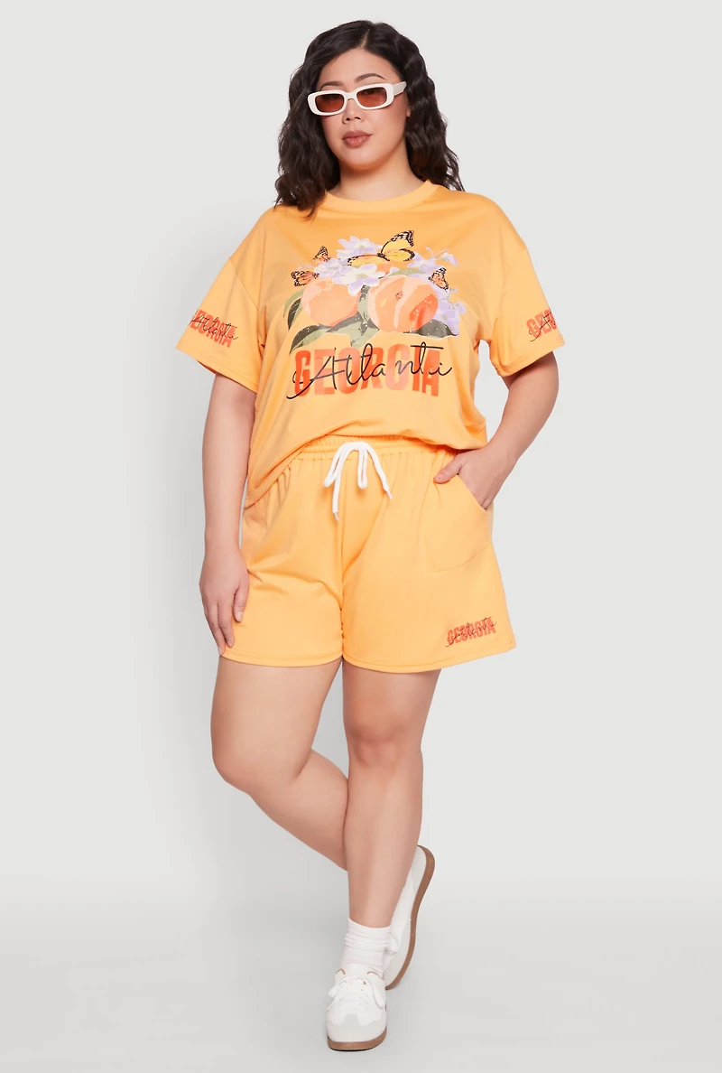 Womens Plus Size Atlanta Georgia Peaches Graphic Top, Orange, Size 2X